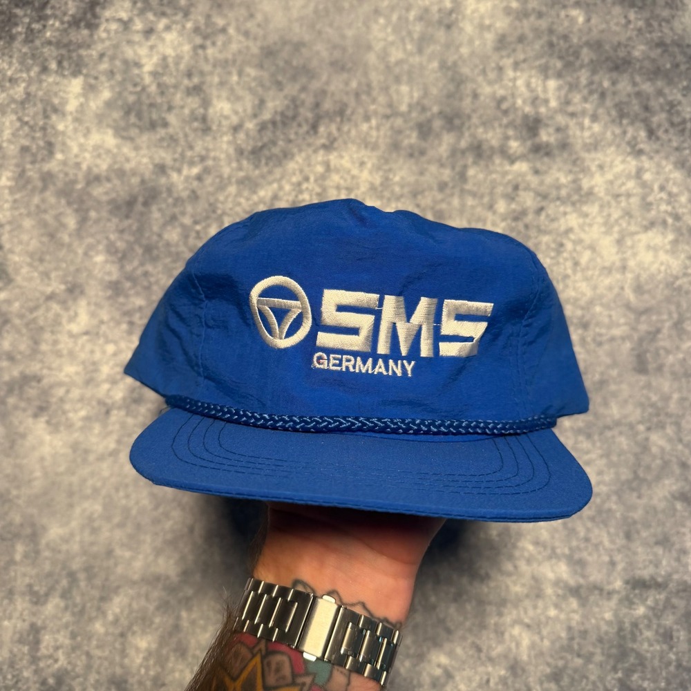 Vintage Yupoong Rope Hat Mens Blue Nylon Snapback Trucker Cap SMS Germany Promo
